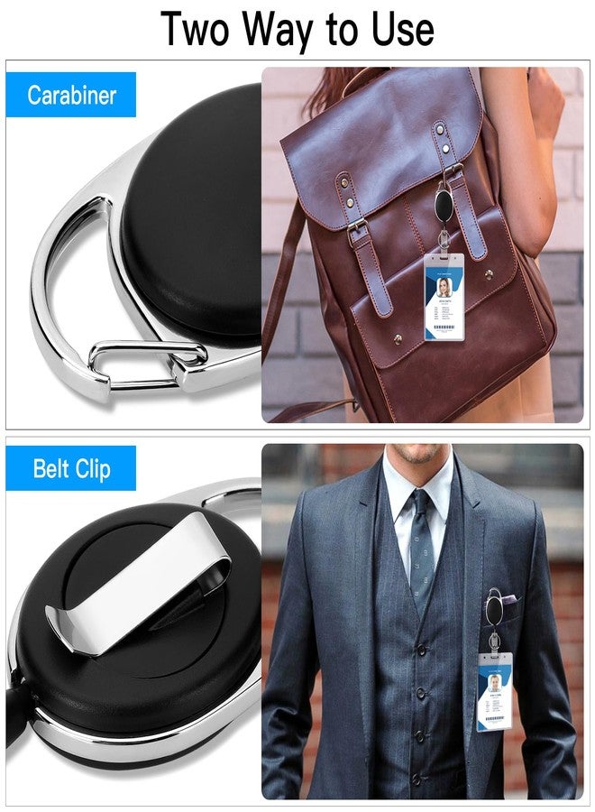 Soleebee 12 Pack Retractable Badge Reels with 360° Swivel Belt Clip and Key Ring, 25'' Retractable Keychain Carabiner ID Badge Holder Black - Image 5